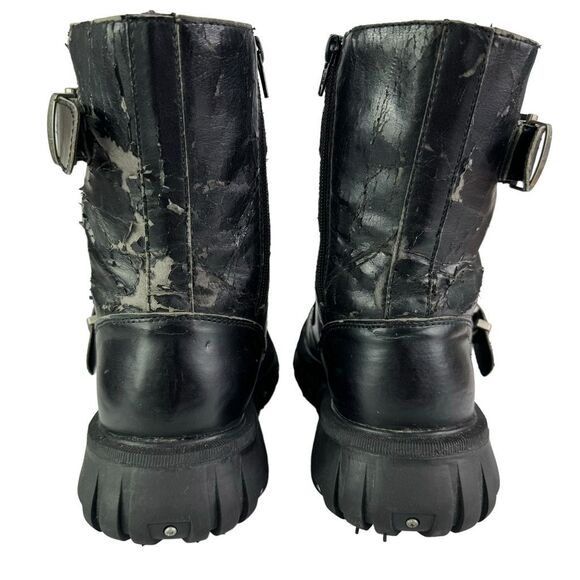 Tuk Anarchic Vintage Y2K Skull Chunky Platform Combat Boots Cybergoth Goth Sz 10 - Picture 8 of 12